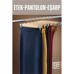 ModaCar Etek Pantolon Eşarp Kıskaçlı Askı 19 Adet Ahşap 