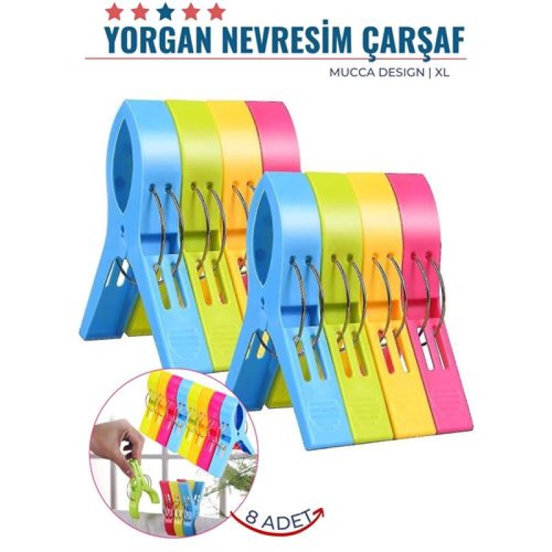 ModaCar XL Yorgan Nevresim Çarşaf Mandalı 8 ADET Mucca Design 	 