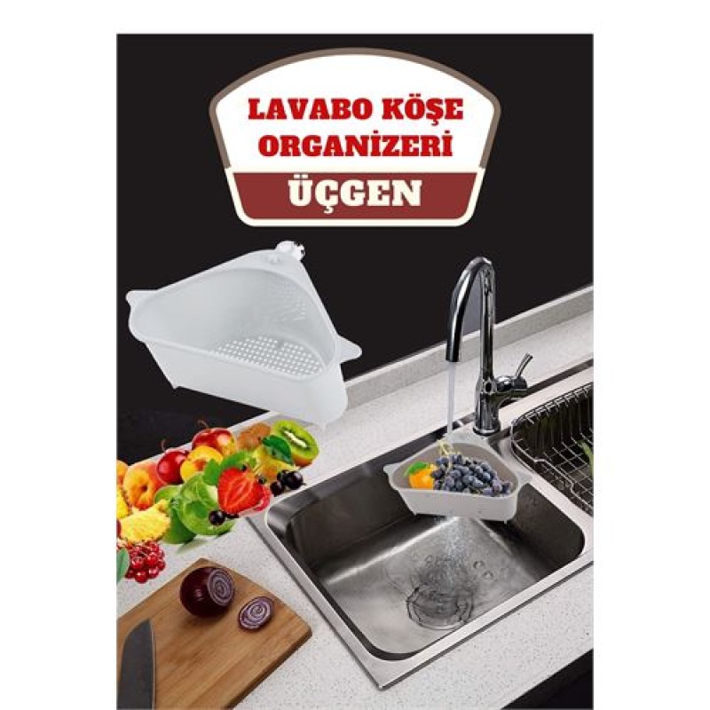 ModaCar Barazza Üçgen Lavabo Köşe Süzgeçli Organizer BEYAZ ModaCar Barazza Üçgen Lavabo Köşe Süzgeçli Organizer BEYAZ