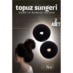 ModaCar Siyah Saç Topuz Süngeri 2 ADET 14 CM Çap 6 cm Kalınlık  
