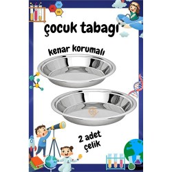 ModaCar Çocuk Tabağı Güvenli Kenarlı Çelik 2 Adet 21 cm  