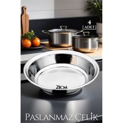 ModaCar 21 cm 4 LÜ Tabak Seti Paslanmaz Çelik B.Caprio Design 