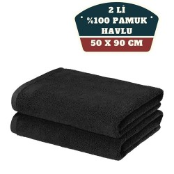 ModaCar 2'li Mikrofiber El Yüz Spor Havlusu 50x90 Siyah 