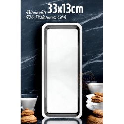ModaCar Sunum Tepsisi Çay Kahve Tepsisi 33x13 cm 430 Paslanmaz Çelik  