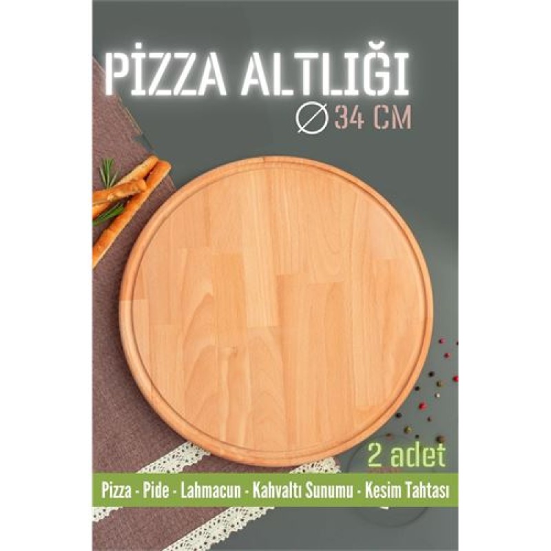 ModaCar Ahşap Pizza Lahmacun Pide Sunum ve Kesim Tahtası 34 cm 2 ADET ModaCar Ahşap Pizza Lahmacun Pide Sunum ve Kesim Tahtası 34 cm 2 ADET