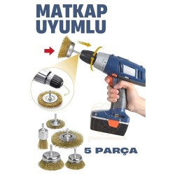 ModaCar Matkap Uyumlu Saçaklı Pimli Tel Fıça Fırça Seti 1/4 inç 