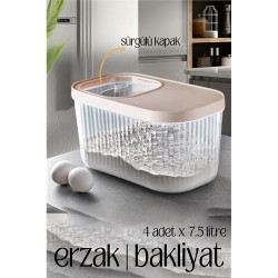 ModaCar MultiBox Erzak Bakliyat Kutusu Sürgülü Kapak 7.5 Litre 4 ADET 
