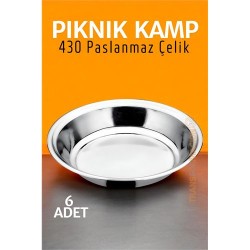 ModaCar Paslanmaz Çelik Tabak Seti Kamp Piknik Tabağı 6 ADET 