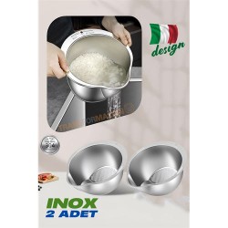 ModaCar Inox Süzgeç Pirinç Makarna Salata Süzgeci 304 Paslanmaz Çelik 2 ADET  