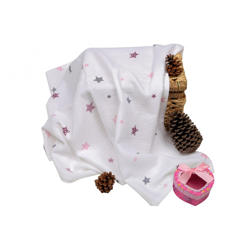 Sema Baby Çok Amaçlı Müslin Örtü 100x80 cm - Pembe Yıldız 8682476853124 Sema Baby Çok Amaçlı Müslin Örtü 100x80 cm - Pembe Yıldız 8682476853124