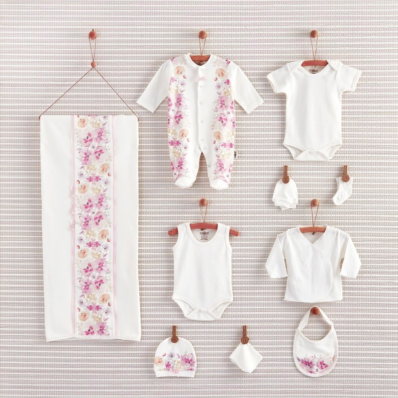 Bebbek 10'lu Hastane Çıkışı - Romantic Flower Pembe Bebbek 10lu Hastane Çıkışı - Romantic Flower Pembe
