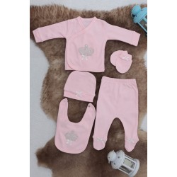 Sema Baby 5 Parça Hastane Çıkışı Zıbın Seti 0-3 Ay - Queen