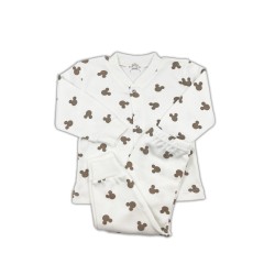 Sema Baby Mickey Mouse Bebek Pijama Takımı – Ekru 0-3 Ay