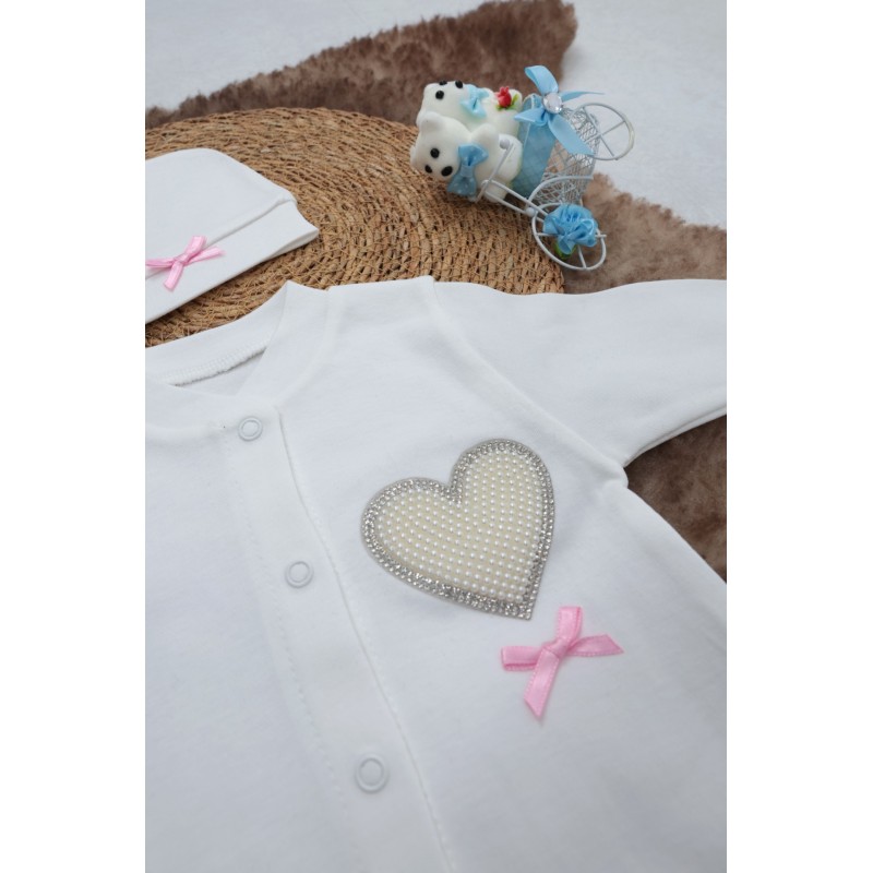 Sema Baby Pamuklu Bebek Tulum Seti 0-3 Ay - Love Sema Baby Pamuklu Bebek Tulum Seti 0-3 Ay - Love