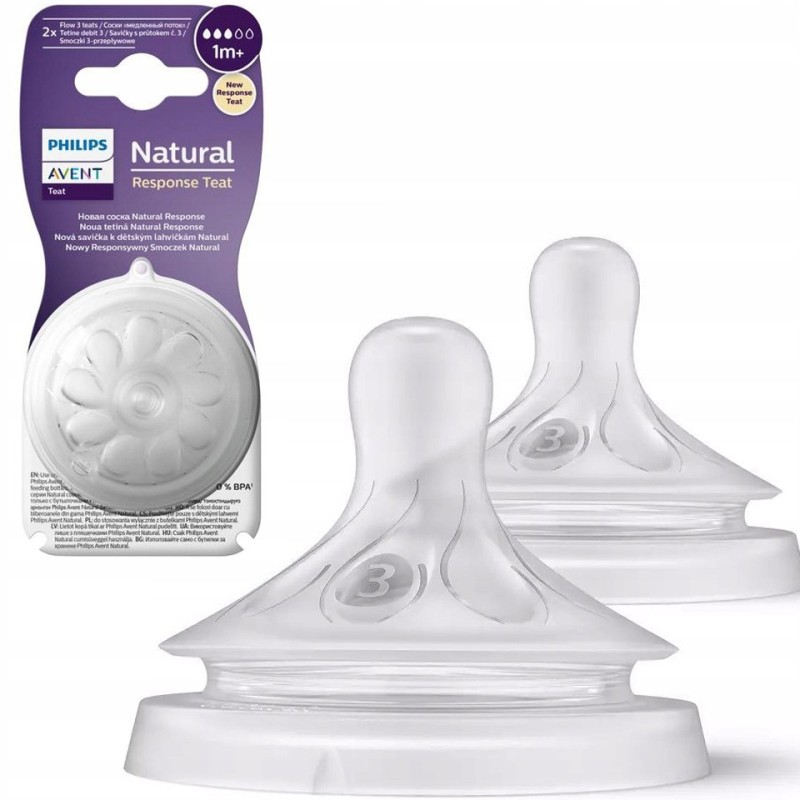 Philips Avent Natural Response 2'li Biberon Emziği, 3 Numara, 1 Ay+ Philips Avent Natural Response 2li Biberon Emziği, 3 Numara, 1 Ay+