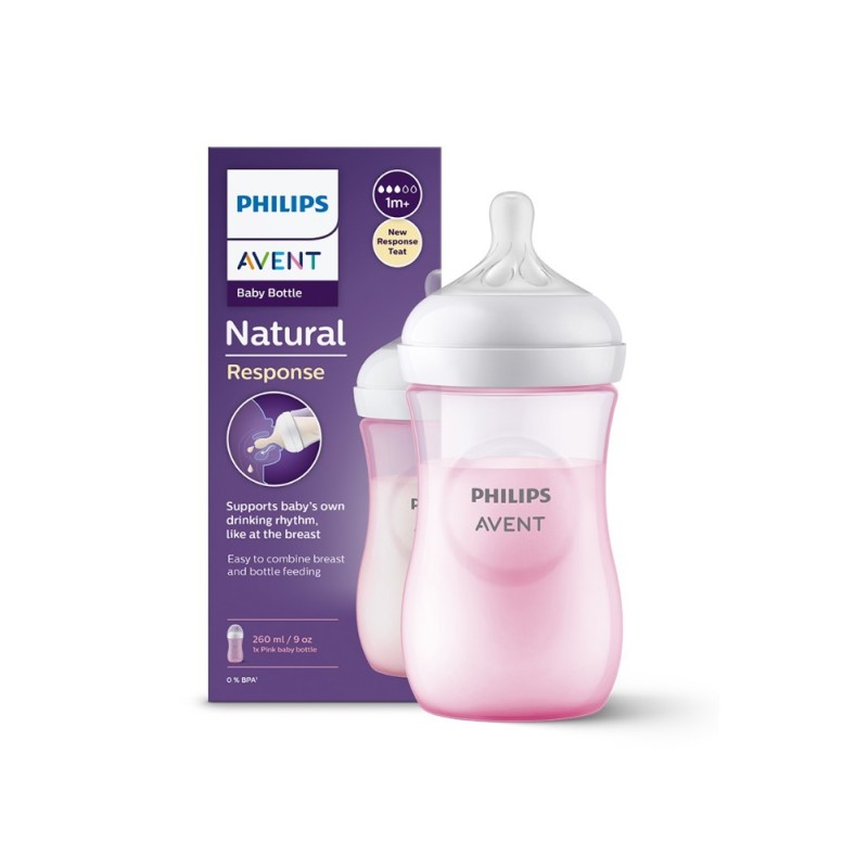 Philips Avent Natural Response PP Pembe Biberon 1+ Ay 260 ml SCY903/11 Philips Avent Natural Response PP Pembe Biberon 1+ Ay 260 ml SCY903/11