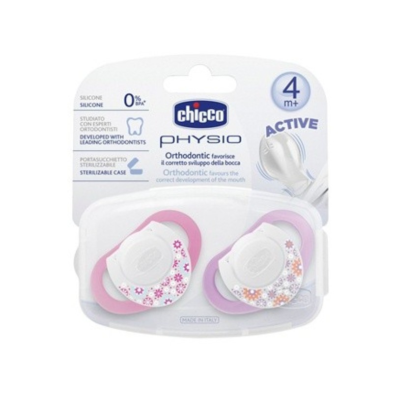 Chicco Emzik Physio Pembe Silikon 4m+ 2'li Chicco Emzik Physio Pembe Silikon 4m+ 2li