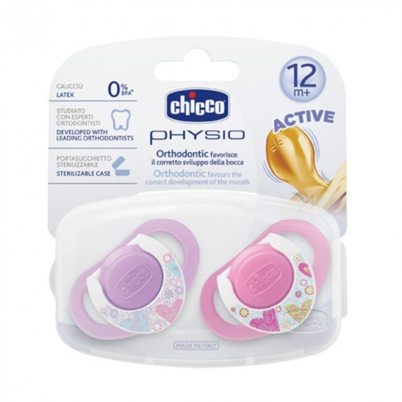 Chicco 2 li Physio Kauçuk Emzik 12 ay+ Kız Chicco 2 li Physio Kauçuk Emzik 12 ay+ Kız