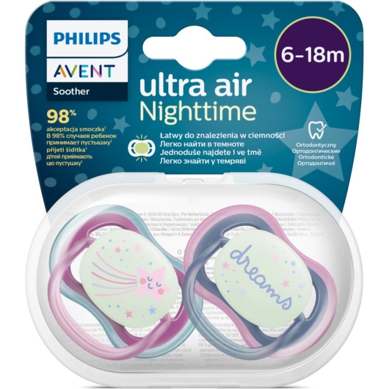Philips Avent Ultra Air Night Karanlıkta Parlar Gece Emziği 6-18 ay Kız Philips Avent Ultra Air Night Karanlıkta Parlar Gece Emziği 6-18 ay Kız