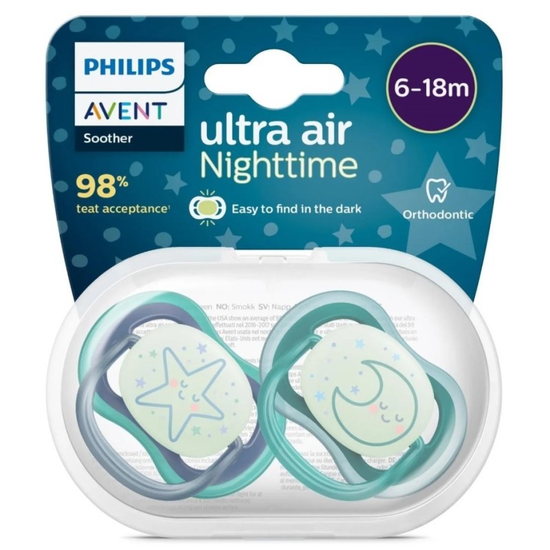 Philips Avent Ultra Air Night Karanlıkta Parlar Gece Emziği 6-18 ay Erkek SCF376/13 Philips Avent Ultra Air Night Karanlıkta Parlar Gece Emziği 6-18 ay Erkek SCF376/13