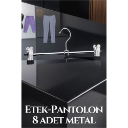 Modacar Metal Etek Pantolon Askısı - Mandallı Etek Askısı Pantolon Askısı 8 Adet 