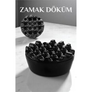 Modacar Kapaklı Zamak Döküm Yuvarlak Küllük Metal Kül Tablası - Kafe Küllüğü SİYAH 