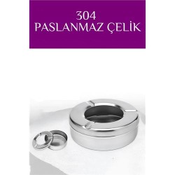 Modacar Kapaklı Paslanmaz Yuvarlak Küllük - Kapaklı 304 Çelik Kül Tablası - Kafe Küllüğü Restoran Küllüğü 