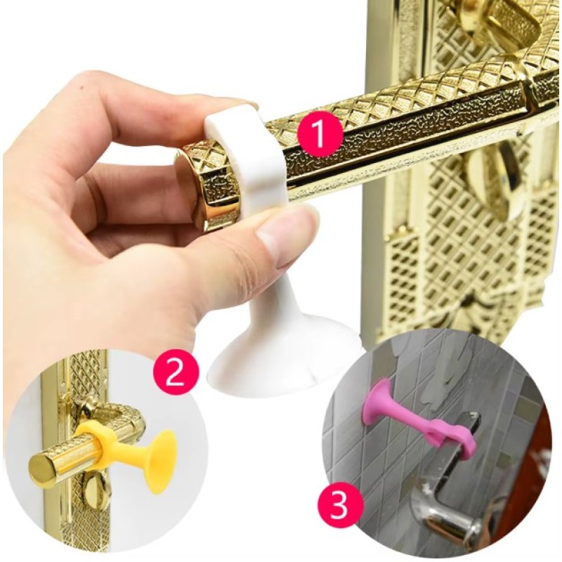 Renkli Vantuzlu Geçmeli Kapı Kolu Stoper 4lü Set Renkli Vantuzlu Geçmeli Kapı Kolu Stoper 4lü Set