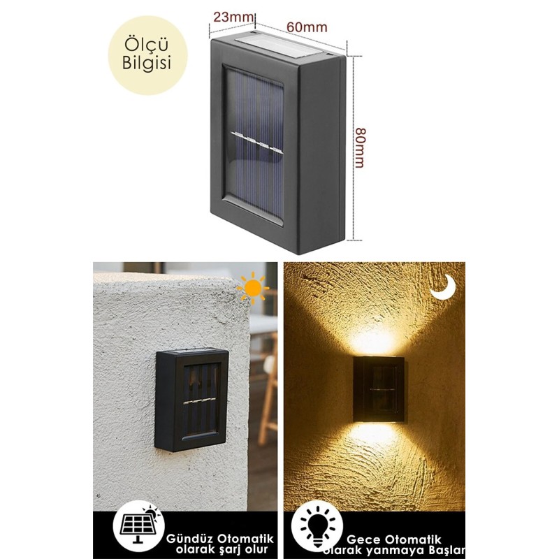 Solar Aplik Çift Taraflı Lamba Solar Aplik Çift Taraflı Lamba
