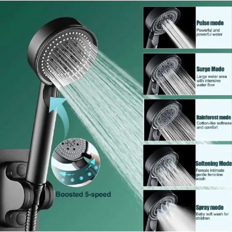 5 Kademeli Duş Başlığı Siyah 5 Kademeli Duş Başlığı Siyah