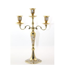 Pirinç Sedefli 3'lü Şamdan Model 1 