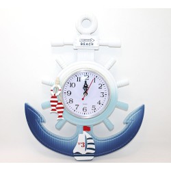 Ahşap Marin Dümenli Ve Çapa Tasarımı Saat Model 1 