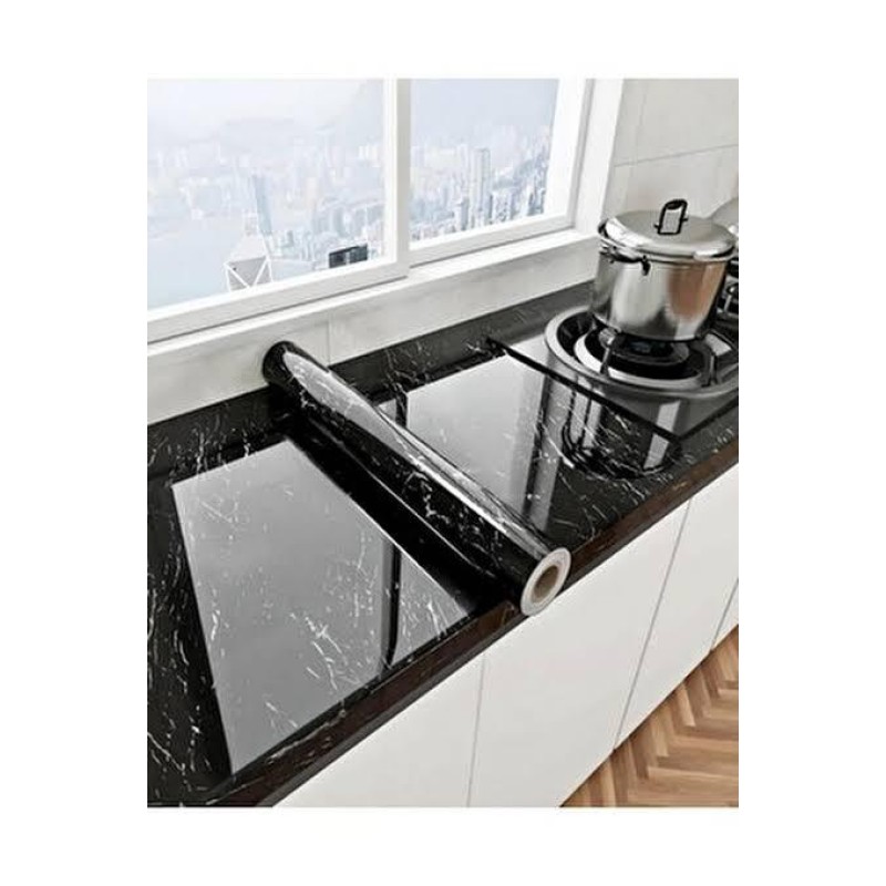 Siyah Mermer Desenli Yapışkanlı Kaplama Kağıdı 5 Metre Siyah Mermer Desenli Yapışkanlı Kaplama Kağıdı 5 Metre