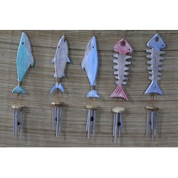 Ahşap Balıklı Metal Çan 