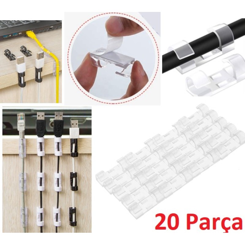 Kablo Sabitleyici Klips Seti 20 Adet Kablo Sabitleyici Klips Seti 20 Adet