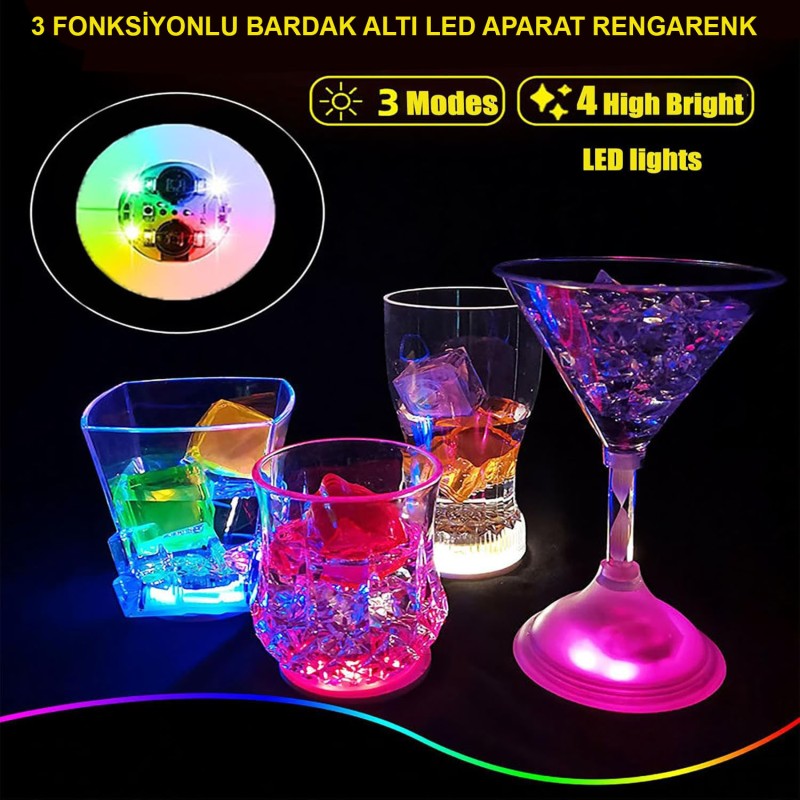 Işıklı Yapışkanlı Bardak Altı Aparatı Ledli 3 Modlu Işıklı Yapışkanlı Bardak Altı Aparatı Ledli 3 Modlu