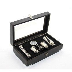 Ahşap Kutulu Pirinç Dürbün Pusula Ve Kum Saati Seti 