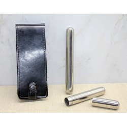 Deri Kılıflı İkili Paslanmaz Çelik Puro Tüpü 