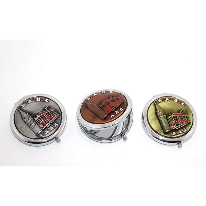 Metal İstanbul Temalı Kabartmalı El Aynası Metal İstanbul Temalı Kabartmalı El Aynası