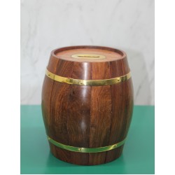 Pirinç Ahşap Fıçı Kumbara 