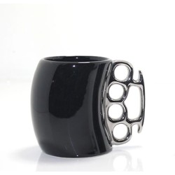 Porselen Muşta Tasarımlı Kupa Bardak Siyah 
