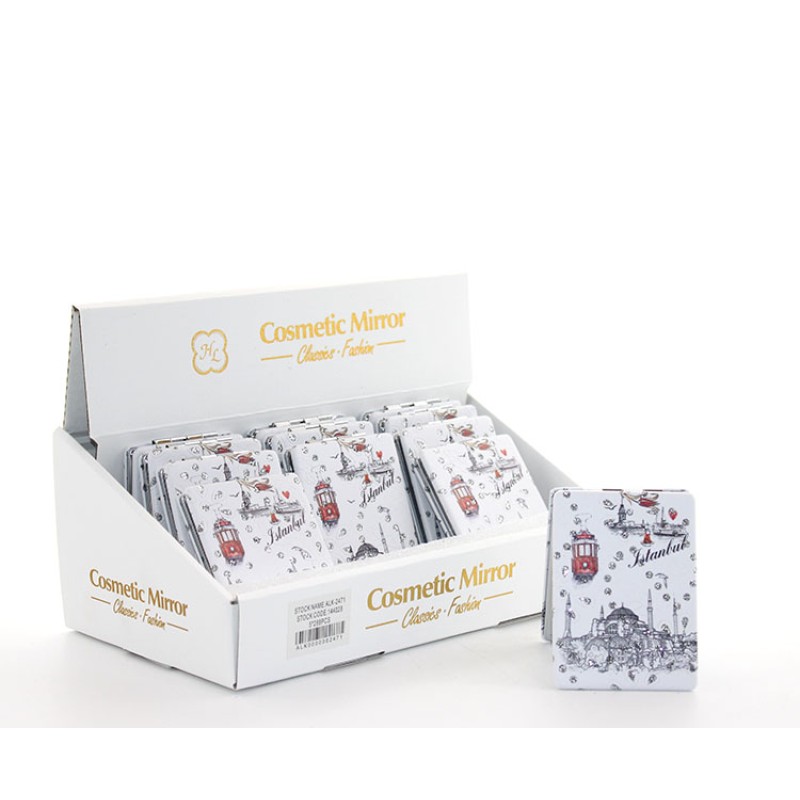 Taşlı İstanbul Tasarımı El Aynası İnce Model 8