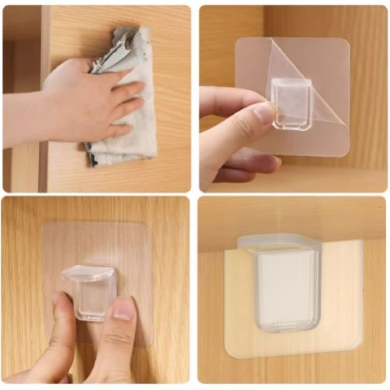 Yapışkanlı Raf Tutucu Seti 4 Adet Yapışkanlı Raf Tutucu Seti 4 Adet