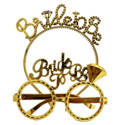 Bride To Be Taç ve Gözlük Seti Altın Renk