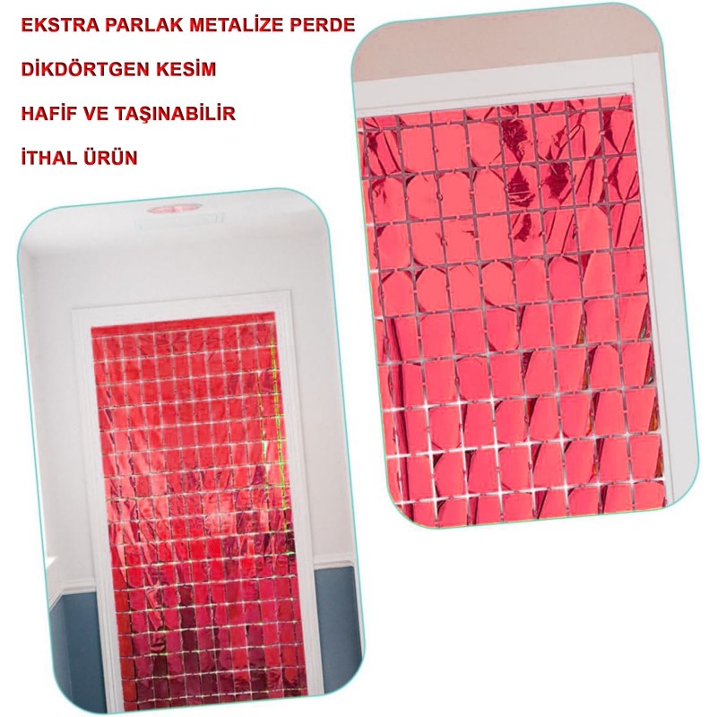 Ekstra Metalize Kırmızı Disko Kapı Perdesi Ekstra Metalize Kırmızı Disko Kapı Perdesi