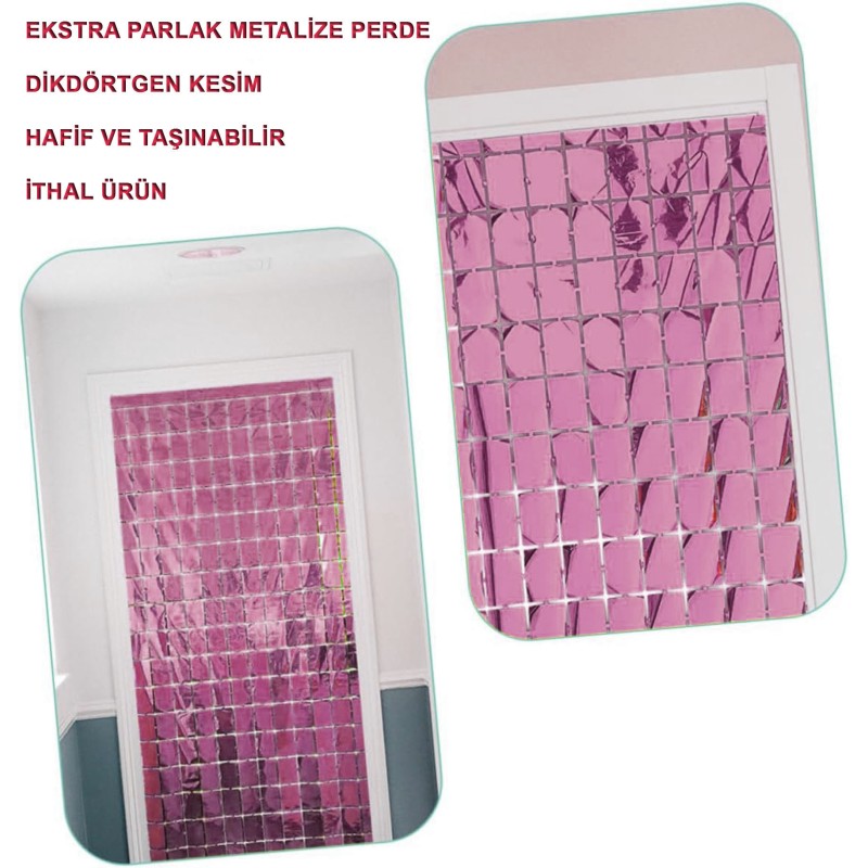 Ekstra Metalize Rose Gold Disko Kapı Perdesi