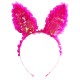 Fuşya Dantelli Işıklı Tavşan Kulak Taç