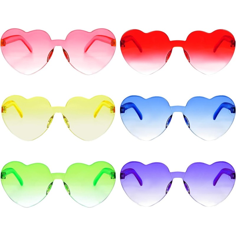Kalp Şekilli Çerçevesiz Parti Gözlüğü 6 Renk 6 Adet