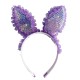 Mor Dantelli Pullu Işıklı Tavşan Kulak Taç