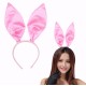 Pembe Saten Şekil Verilebilir Tavşan Kulak Taç